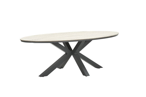 Edison tafel - ovaal - 220x115 cm - carbon black -light teak Vironwood
