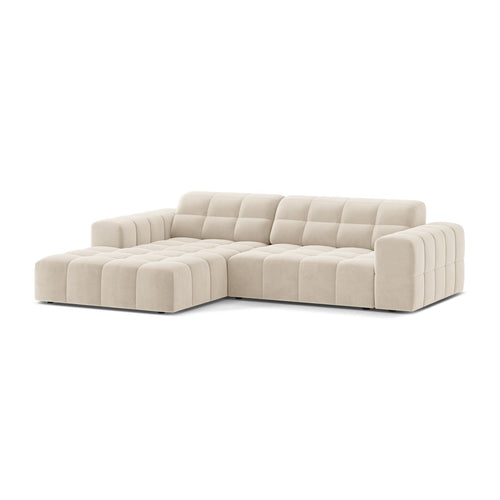 Cosmopolitan Design - Linker hoekbank Chicago 3-zits, flueel lichtbeige - 167x234x78cm