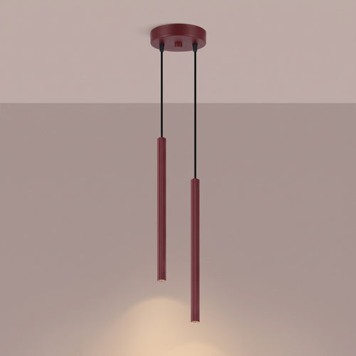 Sollux Lighting Hanglamp ARCHE 2P bordeaux - 15x15x118cm