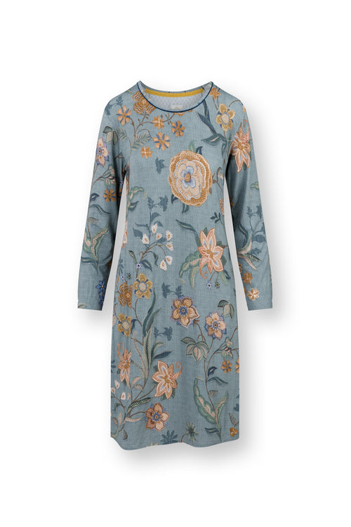 Pip Studio - Destiny Nachthemd Lange Mouw Dames - Safari Bloom - Blauw - M - vtwonen shop