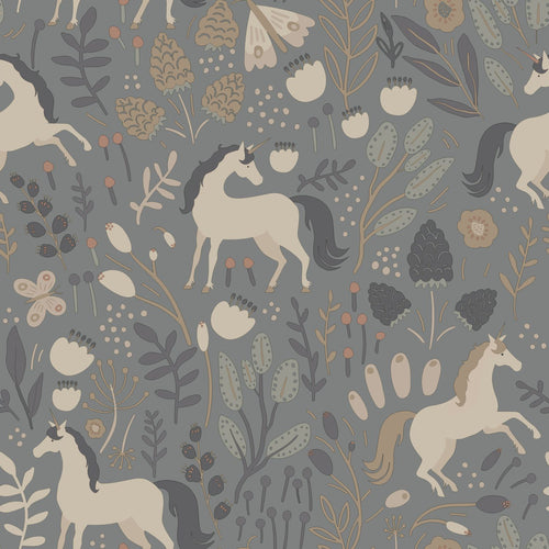 ESTAhome behang unicorns vergrijsd blauw - 50 x 900 cm - 139874 - vtwonen shop