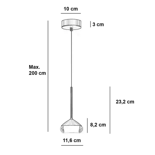 Artdelight hanglamp Phoenix - 1 lichts - 11.6  x 200   cm - mat chroom
