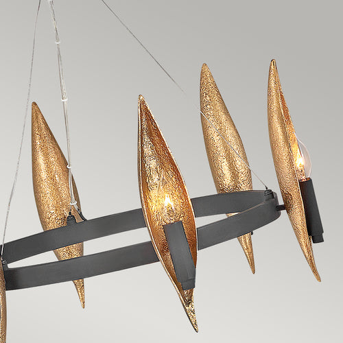 Elstead Hinkley Willow Cilindrische hanglamp in carbonzwart met luxe goud