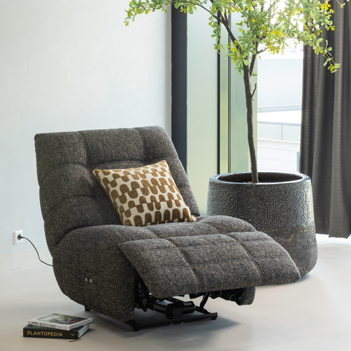 WOOOD relaxfauteuil elektrisch Hein - Geweven stof - Antraciet/Bruin - vtwonen shop