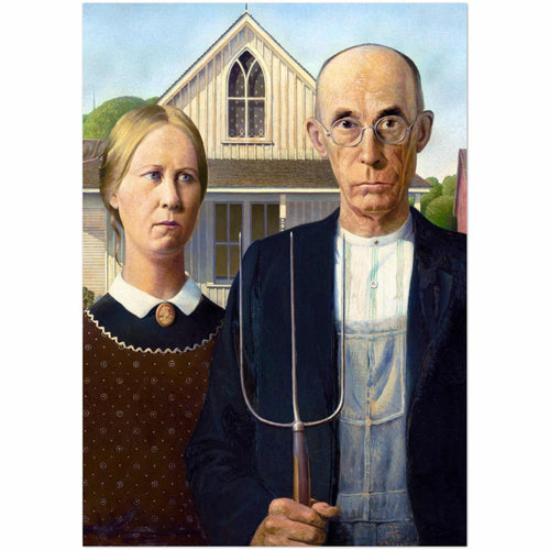 Artfulprints Poster Grant Wood - American gothic   - A4 21x29.7 cm - Meerkleurig