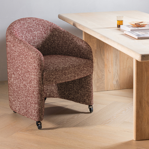 WOOOD eetkamerstoel met wielen Cordo - Melange - Roestbruin - 83x64x64