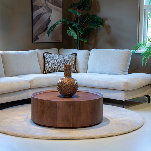 DÉJA Living Salontafel Amber - Rond Donkerbruin Mangohout - 90x90x35cm