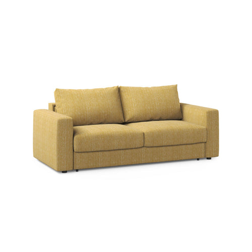 Cosmopolitan Design - Converteerbare bank Grena 3-zits, structurele stof geel - 100x205x90cm