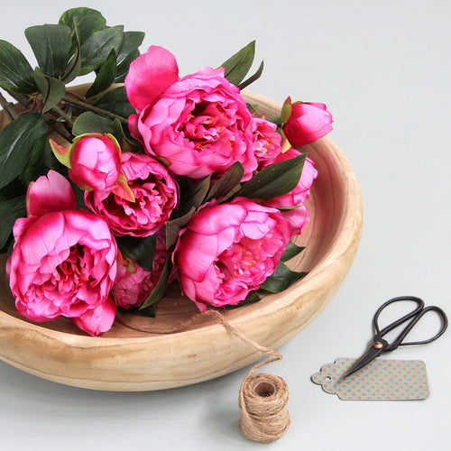 Mica Decorations Pioenroos Kunstbloemen Boeket - H55 x Ø40 cm - Donkerroze