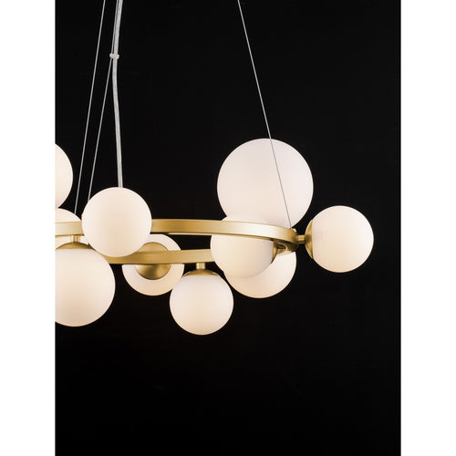 Nova Luce ODILLIA Bolvormige hanglamp voor plafond, opaal, matgoud, LED G9 11x5W
