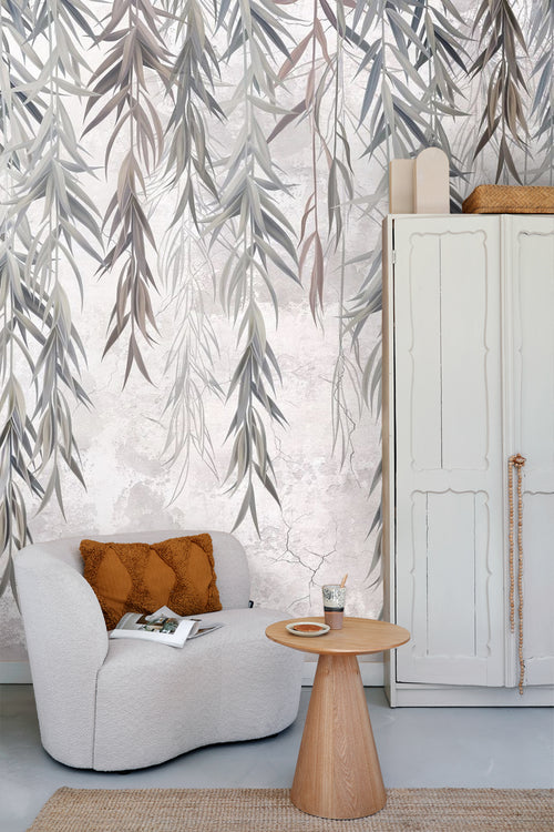 Sanders & Sanders fotobehang bladeren grijs en beige - 375 x 270 cm - 600978 - vtwonen shop