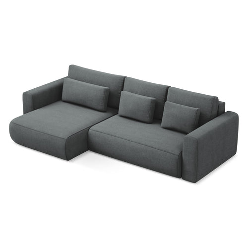 LaMiaSofa hoekbank links Perugia - textuurstof - grijs - 278x149x82