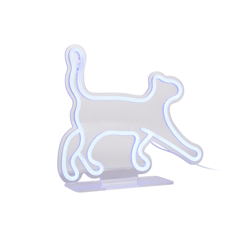 Leitmotiv tafellamp Walking Cat - blauw - 27x27x31cm