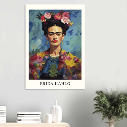 Artfulprints  Frida Kahlo - Painted floral portrait   poster A4 21x29.7 cm - vtwonen shop