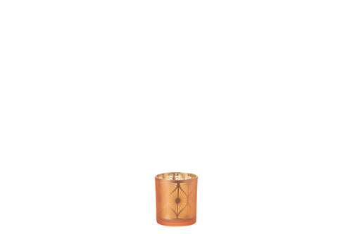 J-Line kaarshouder Ruit Bloemen - glas - oranje -  small - 3 stuks - vtwonen shop