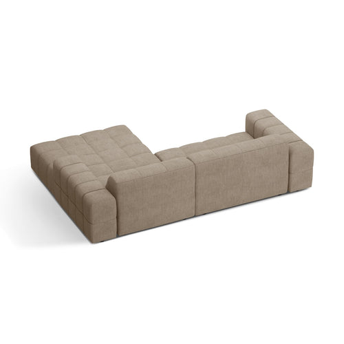 Cosmopolitan Design - Rechter hoekbank Chicago 3-zits, chenille donkerbeige - 167x234x78cm