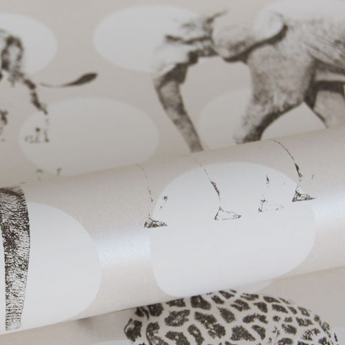 ESTAhome behang dieren met stippen glanzend wit en zwart - 53 cm x 10.05 m - 128712