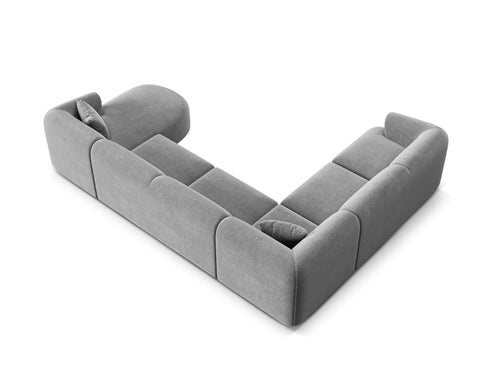 Cosmopolitan Design Modulaire panoramische hoekbank links Campi 7-zits, flueel grijs - 255x330x70cm