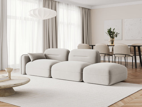 Cosmopolitan Design Rechte modulaire bank Sydney 3-zits, flueel, lichtbeige - 90x295x70cm