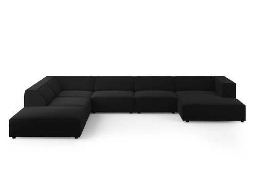 Cosmopolitan Design Panoramische hoekbank links Arendal 7-zits, flueel, zwart - 262x364x70cm