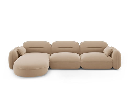 Cosmopolitan Design Modulaire hoekbank links Sydney 4-zits, flueel, zand - 165x320x70cm