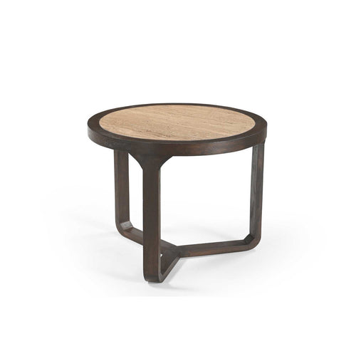 Starfurn Bijzettafel Morris - Rond Hout/Travertin - 60x60x48cm