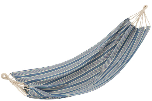 J-Line hangmat Strepen - katoen/polyester - blauw/wit