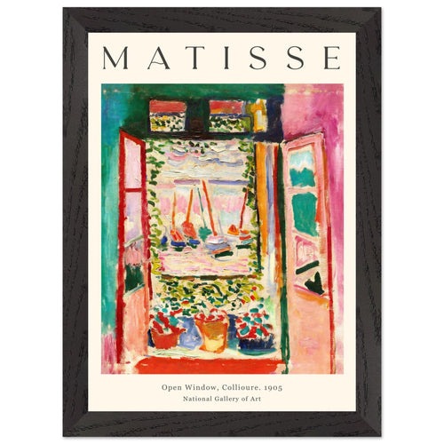 Artfulprints Poster met Lijst Matisse - Open window collioure 1905   - A4 21x29.7 cm - Meerkleurig