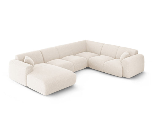 Cosmopolitan Design Panoramische hoekbank rechts Nolio 6-zits, chenille lichtbeige - 252x342x72cm