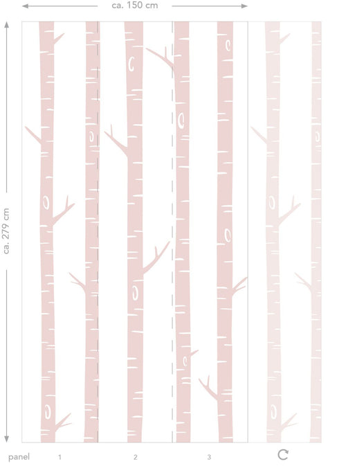 ESTAhome fotobehang berken boomstammen zacht roze - 150 x 279 cm - 158927 - vtwonen shop