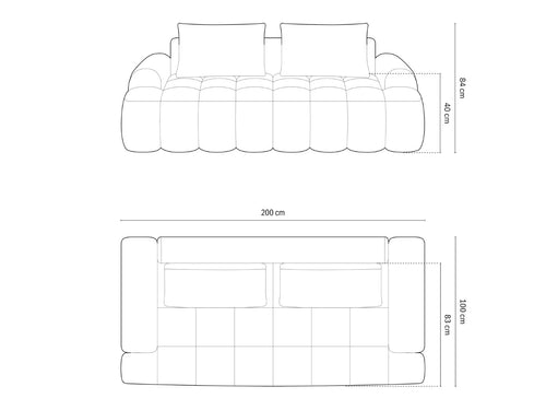 Cosmopolitan Design Bank Linz 3-zits, flueel diepe olie - 100x200x84cm