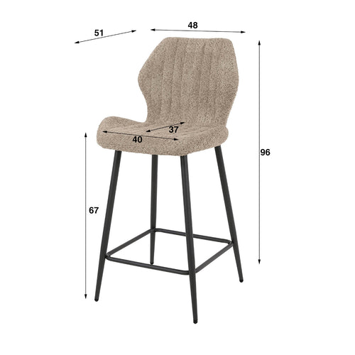 Giga Meubel Barstoel Lendesteun - Zand Bouclé - Set van 2