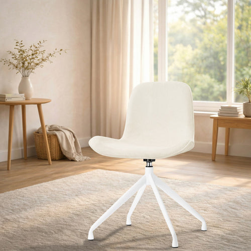 Nolon Nola-Fé Draaibare Eetkamerstoel Rib Beige - Wit Onderstel