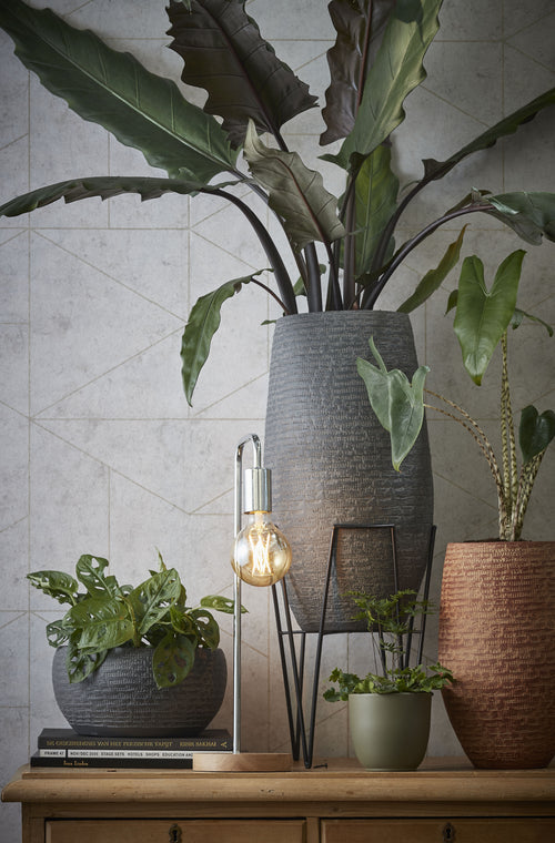 Mica Decorations Blom Plantenstandaard - L25 x B25 x H38 cm - Metaal - Zwart - vtwonen shop