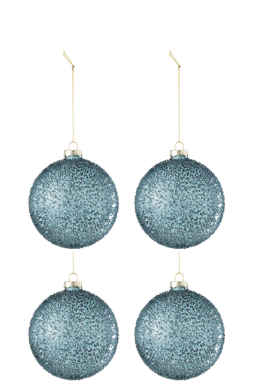 J-Line kerstbal Parels - glas  - blauw - small - doos van 4 - vtwonen shop