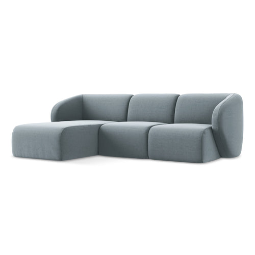 LaMiaSofa hoekbank links Cervo - velours - lichtblauw - 248x166x82