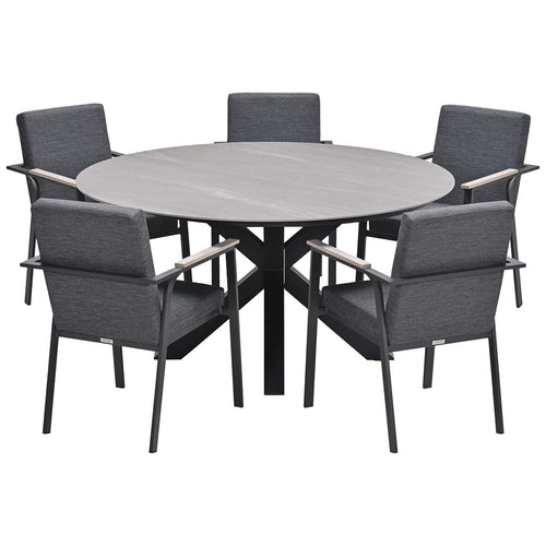 Garden Impressions tuinset Angela - Duuk - donker grijs - Ø150 cm - 6-delig