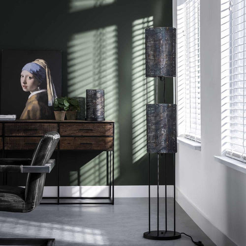 Giga Meubel Vloerlamp Armor Tube - Zwart Metaal - 2-Lichts - 28x28x150cm - vtwonen shop