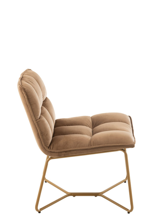 J-Line loungestoel Lisa - metaal/textiel - bruin - 2 stuks