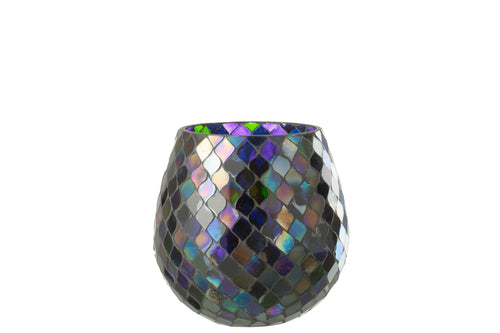 J-Line windlicht Mozaiek - glas - paars - large