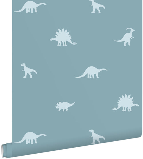 ESTAhome behang dinosaurussen lichtblauw - 50 x 900 cm - 131803