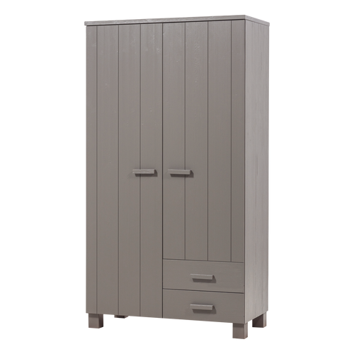WOOOD kast met laden Dennis - Grenen - Warmgrijs - 202x111x55