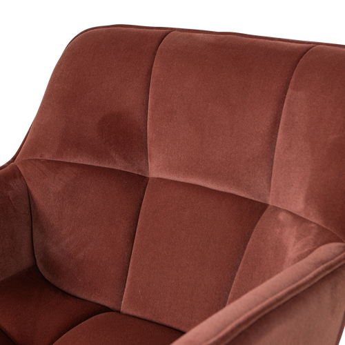 WOOOD draaifauteuil Wibo - Velvet - Mat Bruinrood - 94x71x83