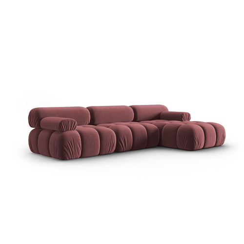 Cosmopolitan Design - Modulaire hoekbank rechts Cortina 4-zits, flueel roze - 155x282x70cm