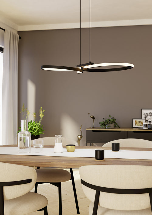 EGLO hanglamp Serpins - led - 66 cm - zwart/wit
