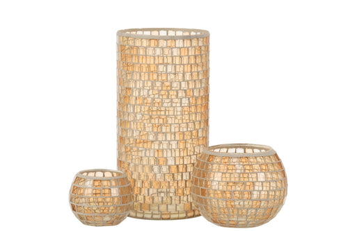 J-Line vaas Mozaiek Rond - glas - oranje - 29 cm hoog - vtwonen shop