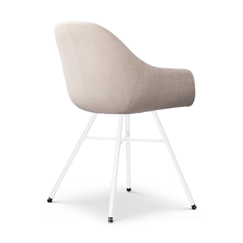 Nolon Noa-Mae Eetkamerstoel Beige - Armleuning - Witte Poten