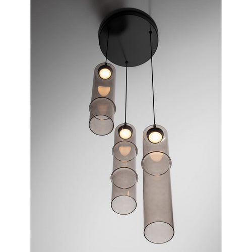 Nova Luce SANO Hanglamp met clusterontwerp, matzwart, mokkabruin, LED 9W 540lm 3000K
