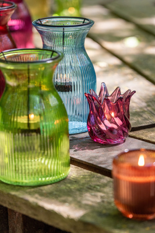 J-Line plateau Theelichthouder Popa - glas - mix - 6 stuks - vtwonen shop