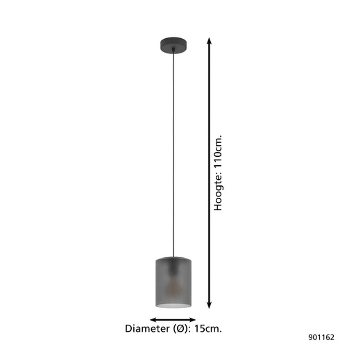 EGLO hanglamp Colomera - e27 - ø 15 cm - zwart/mat grijs